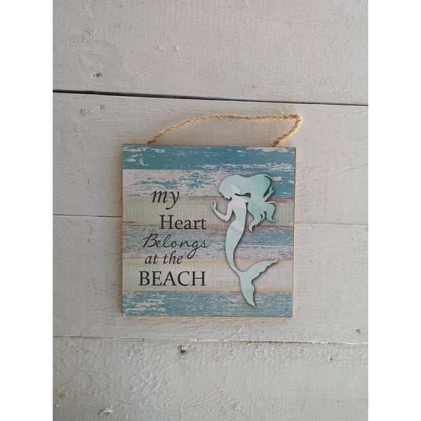 Mermaid Beach Signs BUNDLE of TWO, My Heart Belongs to the Beach, Keep Calm Mermaid Sign, Pool Sign, - Pink Horse Florida