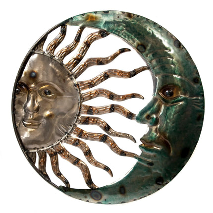 Moon and Sun Face, Moon and Sun Wall Hanging, Metal Wall Hanging, Garden Decor, Porch Decor, Porch - Pink Horse Florida
