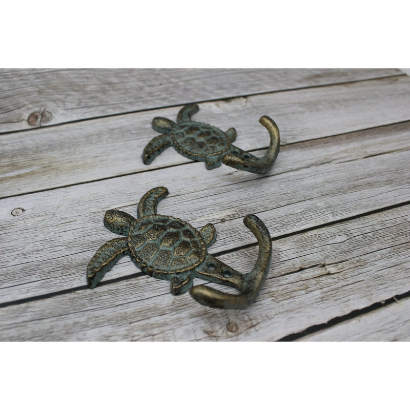 Sea Turtle Cast Iron Wall Hook, Tropical Decor, Key Hook, Towel