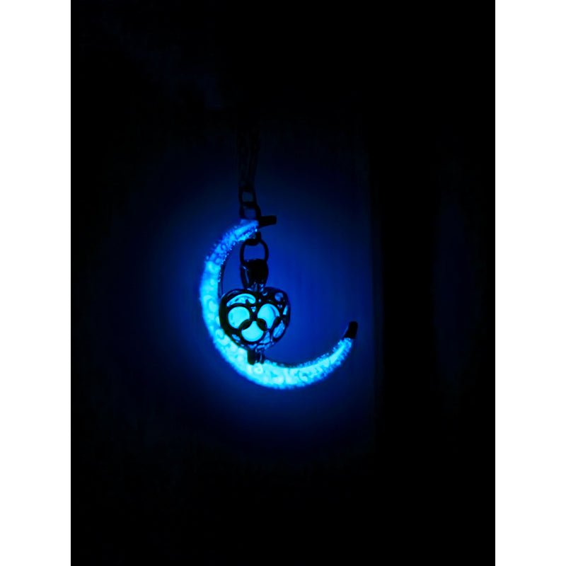 Shobhram Glow in the Dark Moon Pendant for Men and Women Radium Moon Pendant/Locket  Platinum Alloy Pendant Blue
