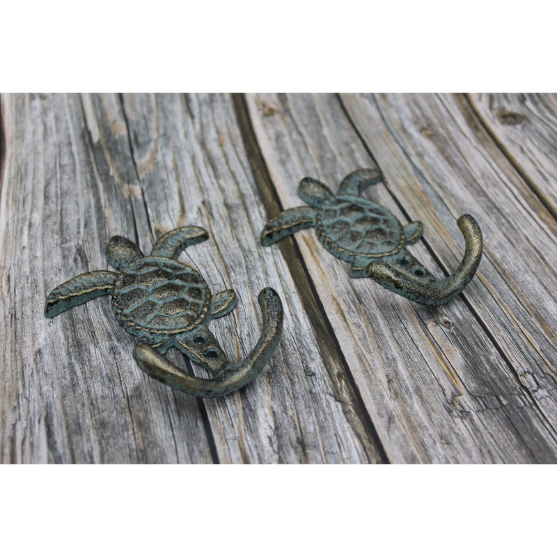 Turtle Hook, SET OF TWO Sea Turtle Hooks, On Sale Ocean Decor - Pink Horse Florida