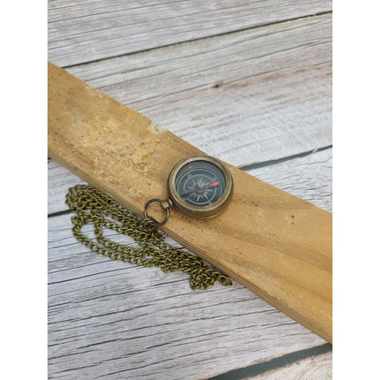 Antique Compass Reproduction, Compass Necklace, Vintage Compass, Compass with Chain, Pocket Compass - Pink Horse Florida