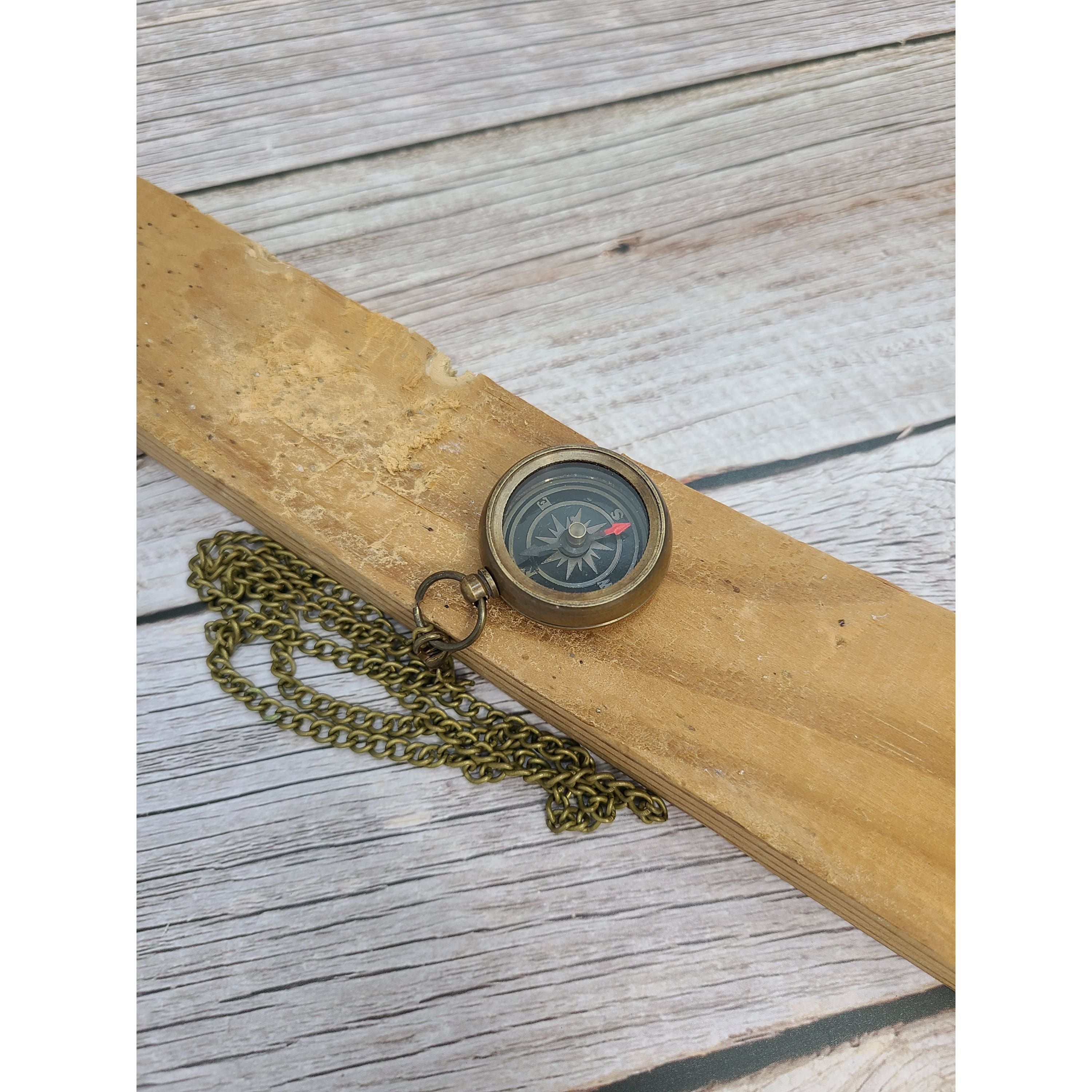 Antique Compass Reproduction, Compass Necklace, Vintage Compass, Compass with Chain, Pocket Compass - Pink Horse Florida