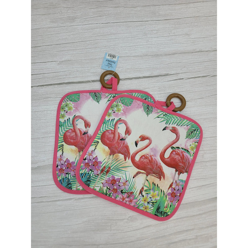 Flamingo Oven Mitts, Coastal Oven Mitts SET OF TWO, Flamingo Kitchen,  Flamingo Pot Holder