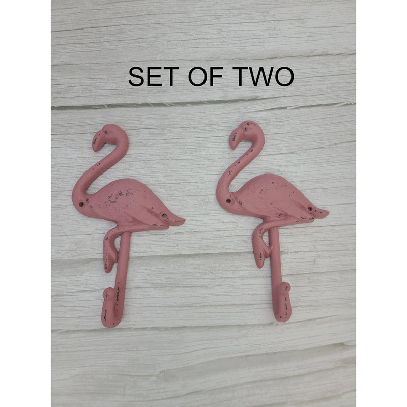 Flamingo Hook Set of TWO, Rustic Flamingo Hook, Towel Hook, Pool Side Hook - Pink Horse Florida