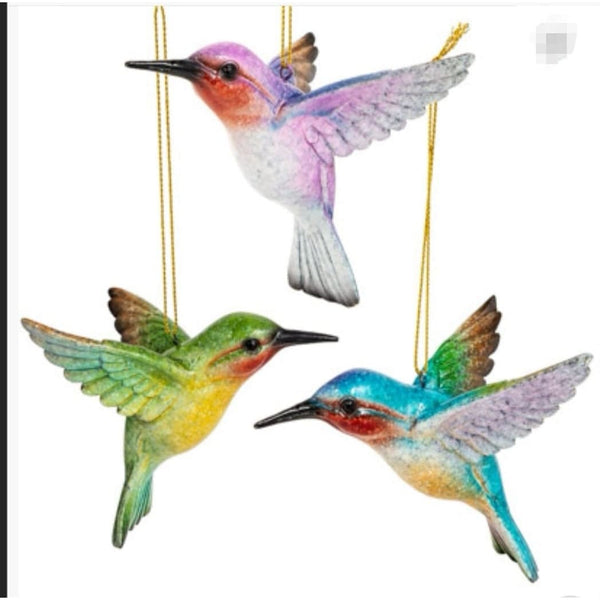 Hummingbird Ornament SET OF THREE, Hummingbird Ornament, Bird Ornament, Christmas Ornament, - Pink Horse Florida