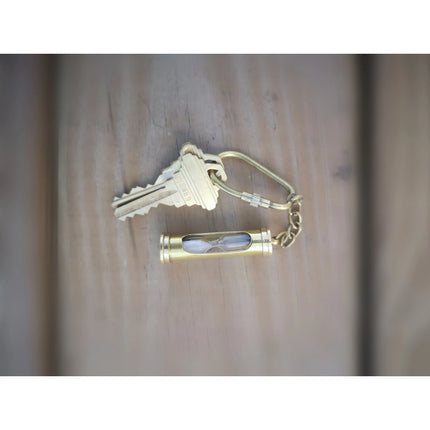 Sand Timer Keychain, Brass Sand Timer Keychain, Brass Key Ring, Nautical Keychain, Hourglass, - Pink Horse Florida