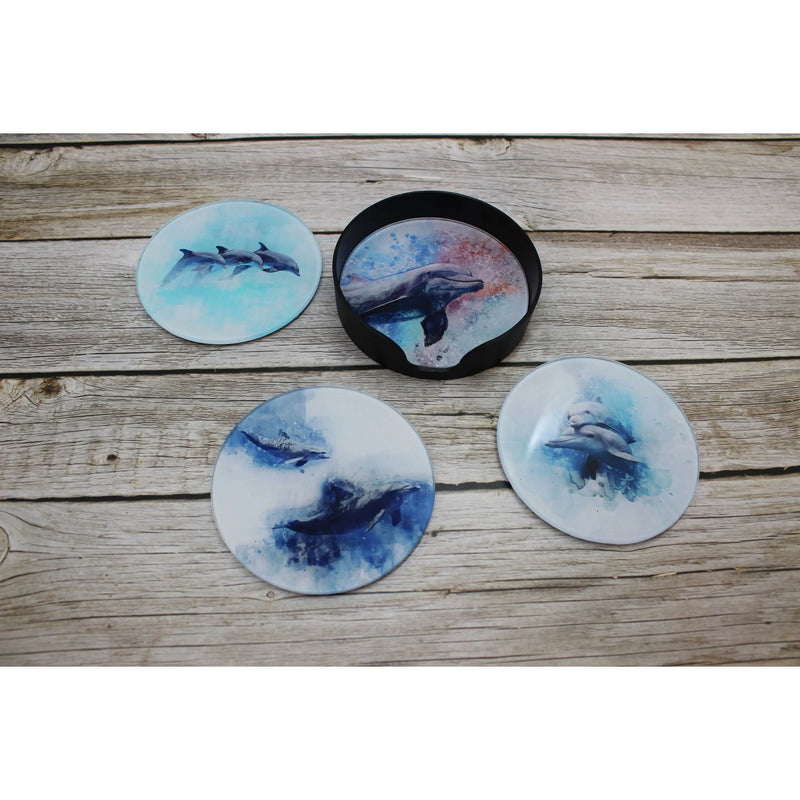 Dolphin Coasters, Beach Coasters, Dolphin Decor, Beach Home Decor, Nautical Coasters, Nautical - Pink Horse Florida