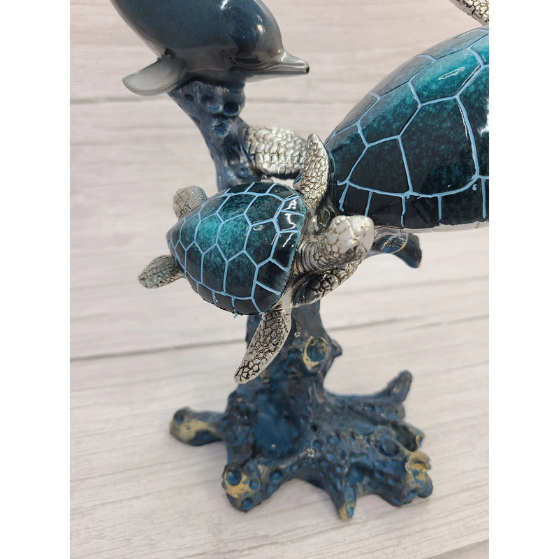 Turtle Figurine, Sea Turtle Figurine, Sea Turtle Statue, Dolphin Figurine, Dolphin Decor, Sea Turtle - Pink Horse Florida