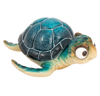 Sea Turtle Figurine, Sea Turtle Storage Box, Cartoon Turtle, Blue Turtle Figurine, Blue Sea Turtle Box - Pink Horse Florida