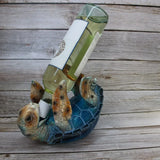 Sea Turtle Bottle Holder, Turtle Figurine, Blue Turtle Wine Bottle Holder - Pink Horse Florida