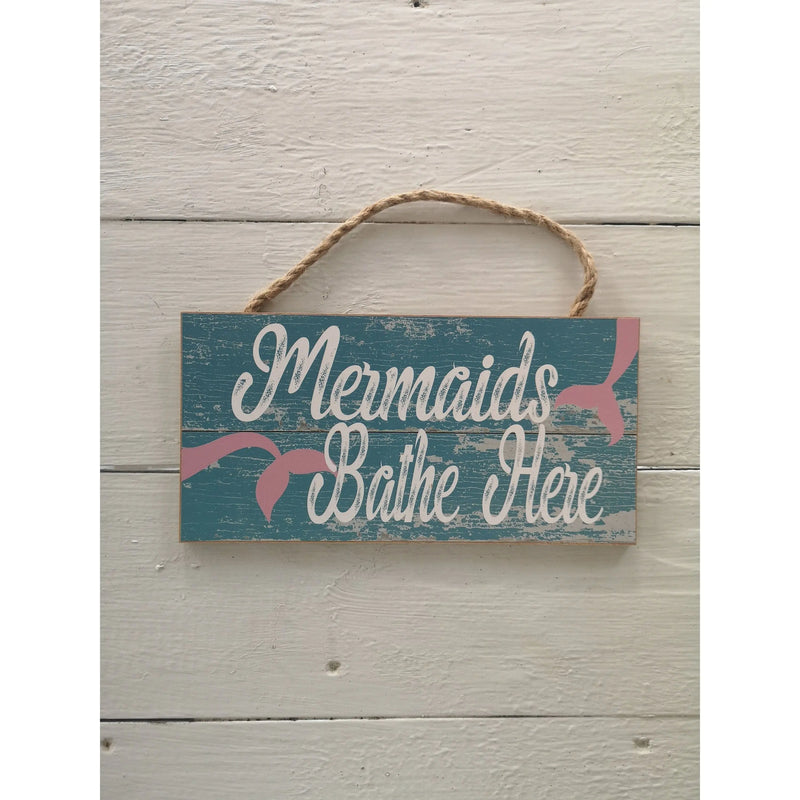 Mermaids Bathe Here, Mermaid Sign, Mermaid Bathroom Decor, Mermaid Pool Sign, Mermaid Lover, Mermaid - Pink Horse Florida