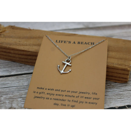 Anchor Necklace, Anchor Jewelry, Beach Necklace, Anchor Pendant, Anchor Gift, Silver Anchor Necklace - Pink Horse Florida