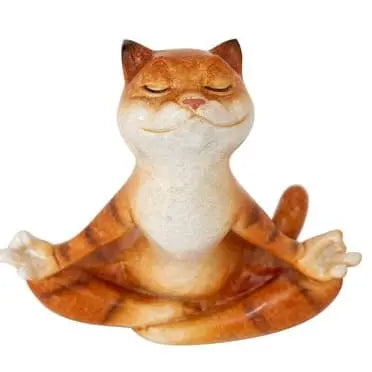 Meditating Cat, Cat Gift, Meditating Animal, Meditating Cat Figurine, Meditating Cat Statue - Pink Horse Florida