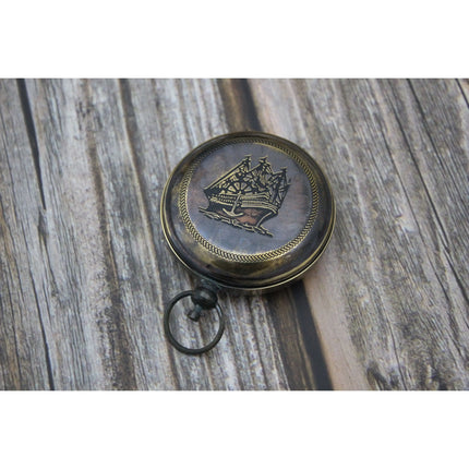 Ship Antique Compass, Antique Compass with Ship, Antique Compass, Vintage Compass, Pocket Compass, - Pink Horse Florida