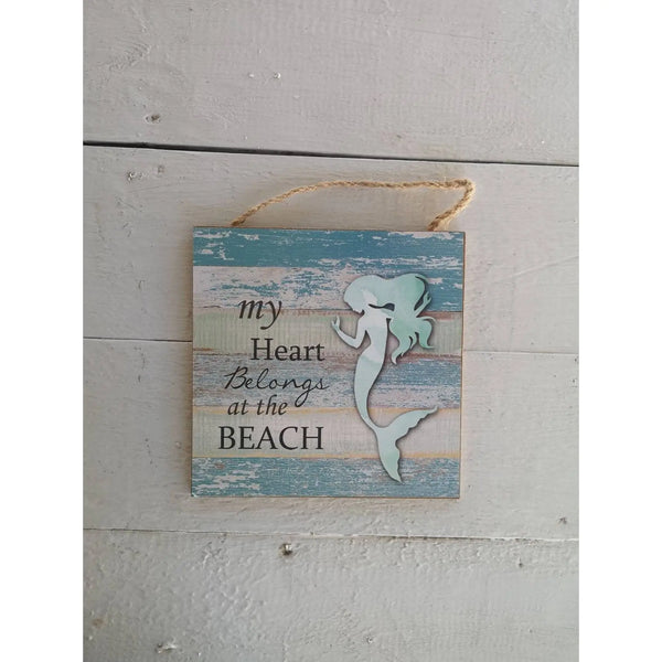 My Heart Belongs to the Beach, Mermaid Beach Sign, Mermaid Sign, Mermaid Bathroom Decor, Mermaid - Pink Horse Florida