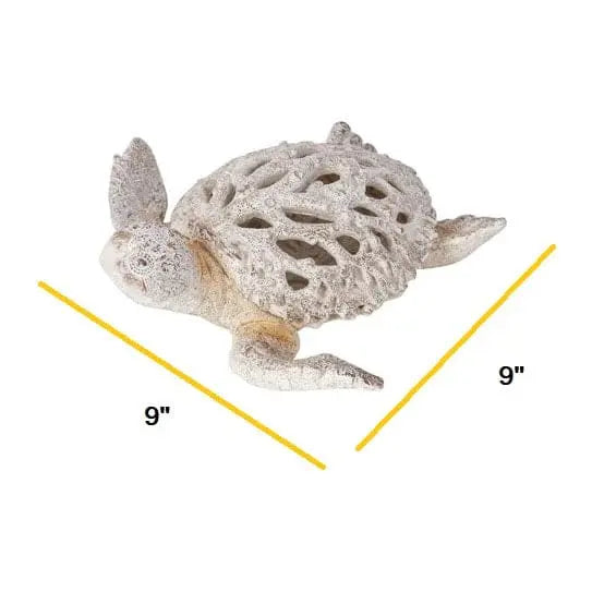 Sea Turtle Coral Look, Turtle Figurine, Miniature Turtle 9'' Long - Pink Horse Florida