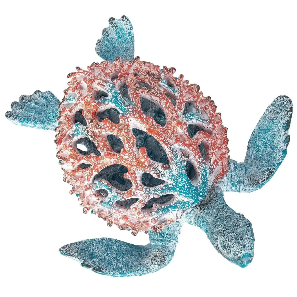 Sea Turtle Coral Look, Turtle Figurine, Miniature Turtle, Blue Turtle, Coral Sea Turtle - Pink Horse Florida