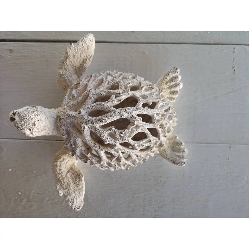 Sea Turtle Coral Look, Turtle Figurine, Miniature Turtle, BIG turtle 13'' - Pink Horse Florida