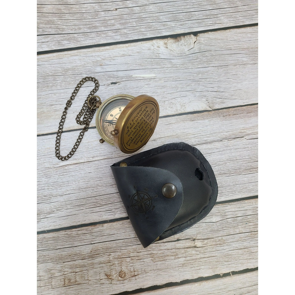 Antique Compass, Compass in Leather Pouch, Vintage Compass, Compass with Chain, Pocket Compass, - Pink Horse Florida