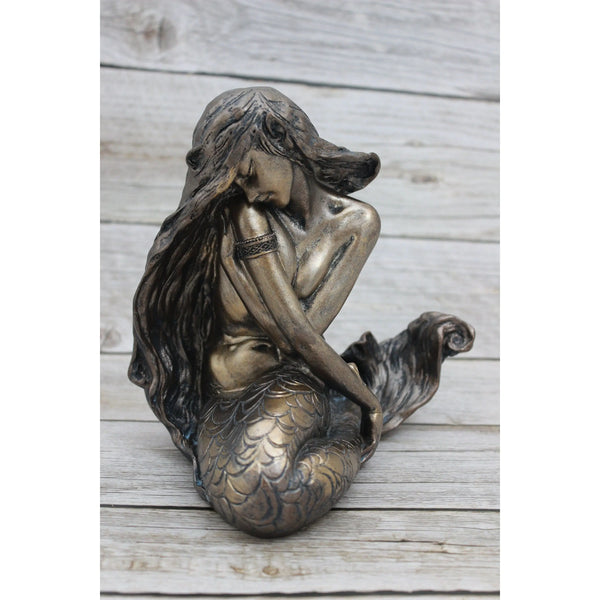 Mermaid Figurine, Mermaid Decor, Shy Mermaid, Polystone Coastal Decorative Accent, Mermaid - Pink Horse Florida