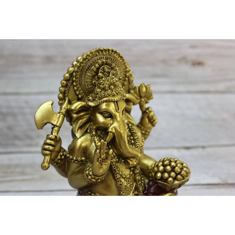 Ganesh, Ganesh God, Hindu Ganesh, Hindu Figurine, Meditating Figurine, Gold Ganesh Statue - Pink Horse Florida