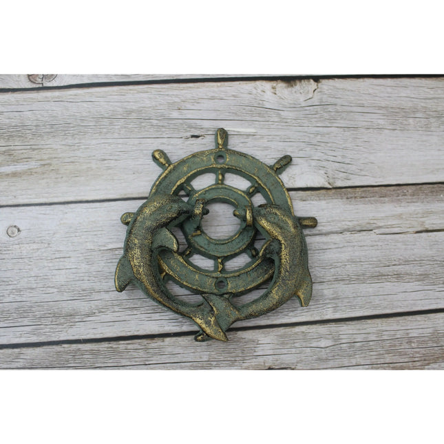 Ship Wheel Door Knocker, Dolphin Door Knocker, Dolphin Decor for Door, Nautical Decor, Door Knocker, - Pink Horse Florida
