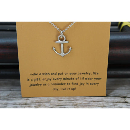 Anchor Necklace, Anchor Jewelry, Beach Necklace, Anchor Pendant, Anchor Gift, Silver Anchor Necklace - Pink Horse Florida