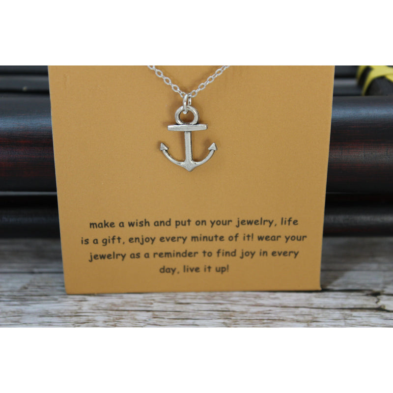Anchor Necklace, Anchor Jewelry, Beach Necklace, Anchor Pendant, Anchor Gift, Silver Anchor Necklace - Pink Horse Florida
