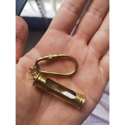 Sand Timer Keychain, Brass Sand Timer Keychain, Brass Key Ring, Nautical Keychain, Hourglass, - Pink Horse Florida