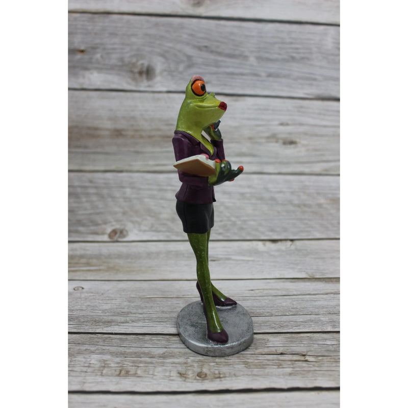 Funny Frog Figurine, Lady Frog Figurine, Executive Frog Figurine, Funny Animal Figurine, Bathroom - Pink Horse Florida