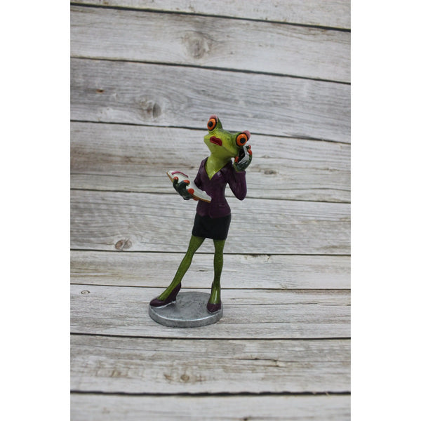 Funny Frog Figurine, Lady Frog Figurine, Executive Frog Figurine, Funny Animal Figurine, Bathroom - Pink Horse Florida