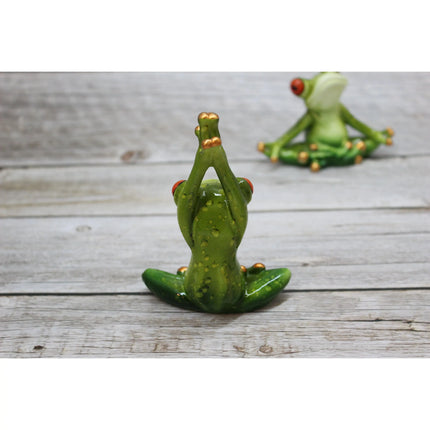 Meditating Frog SET OF TWO, Frog Figurine, Meditating Frog, Yoga Frog, Frog Decor - Pink Horse Florida