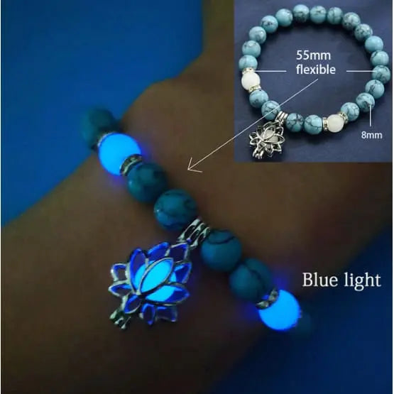 Glow in the Dark Bracelet, Stretchable Bracelet, Stretchable Blue Beaded Bracelet, Glow in the Dark - Pink Horse Florida