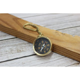 Compass Keychain, Compass, Vintage Keychain, Brass Compass, Compass Key ring - Pink Horse Florida