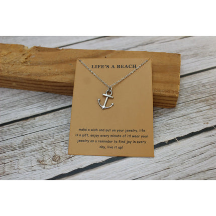 Anchor Necklace, Anchor Jewelry, Beach Necklace, Anchor Pendant, Anchor Gift, Silver Anchor Necklace - Pink Horse Florida