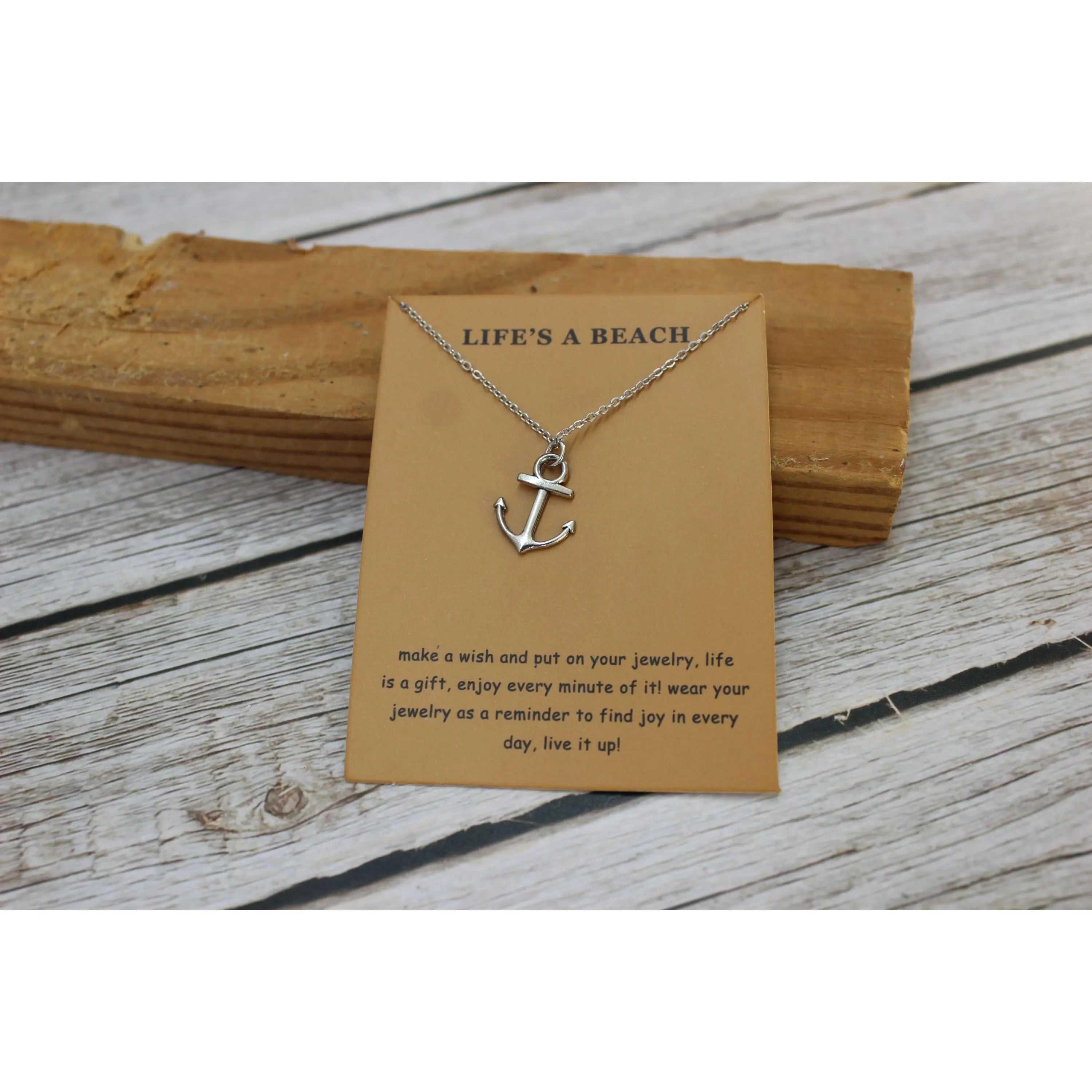 Anchor Necklace, Anchor Jewelry, Beach Necklace, Anchor Pendant, Anchor Gift, Silver Anchor Necklace - Pink Horse Florida