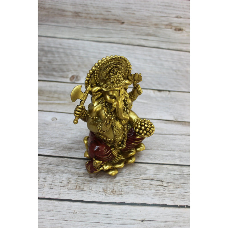 Ganesh, Ganesh God, Hindu Ganesh, Hindu Figurine, Meditating Figurine, Gold Ganesh Statue - Pink Horse Florida