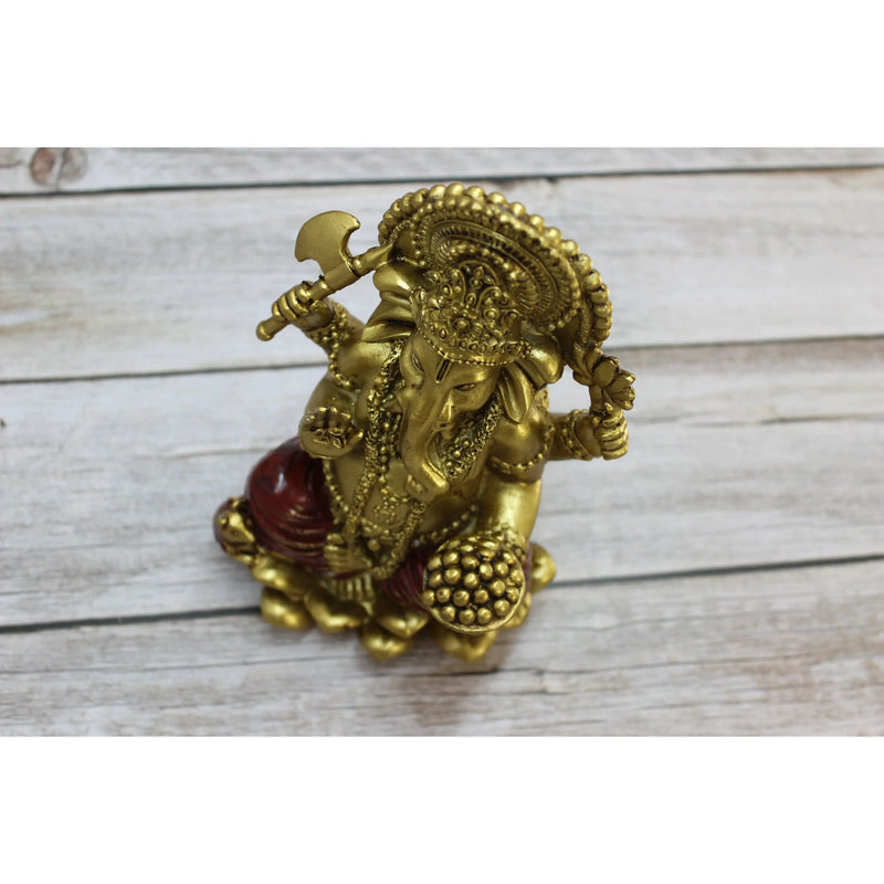 Ganesh, Ganesh God, Hindu Ganesh, Hindu Figurine, Meditating Figurine, Gold Ganesh Statue - Pink Horse Florida