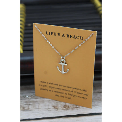 Anchor Necklace, Anchor Jewelry, Beach Necklace, Anchor Pendant, Anchor Gift, Silver Anchor Necklace - Pink Horse Florida