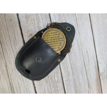 Antique Compass, Compass in Leather Pouch, Vintage Compass, Compass with Chain, Pocket Compass, - Pink Horse Florida