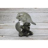 Manatee Figurine, Manatee Figure, Nautical Grey Statue Figurine, Mama and Baby Manatee, Manatee with - Pink Horse Florida