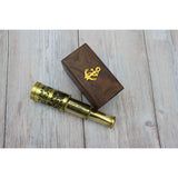 Gold Color Telescope, Brass Telescope, Marine Vintage Telescope, Telescope in Wood Box - Pink Horse Florida