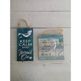 Mermaid Beach Signs BUNDLE of TWO, My Heart Belongs to the Beach, Keep Calm Mermaid Sign, Pool Sign, - Pink Horse Florida