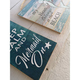 Mermaid Beach Signs BUNDLE of TWO, My Heart Belongs to the Beach, Keep Calm Mermaid Sign, Pool Sign, - Pink Horse Florida