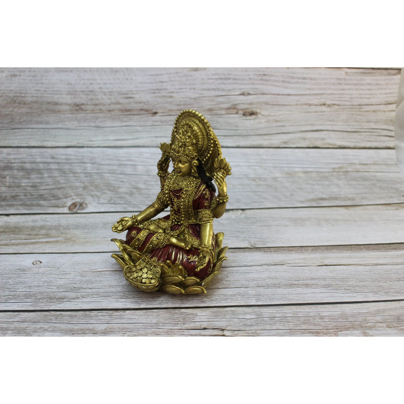 Lakshmi, Lakshmi Goddess, Hindu Goddess Lakshmi, Meditating Figurine, Gold Lakshmi Statue, Lakshmi - Pink Horse Florida