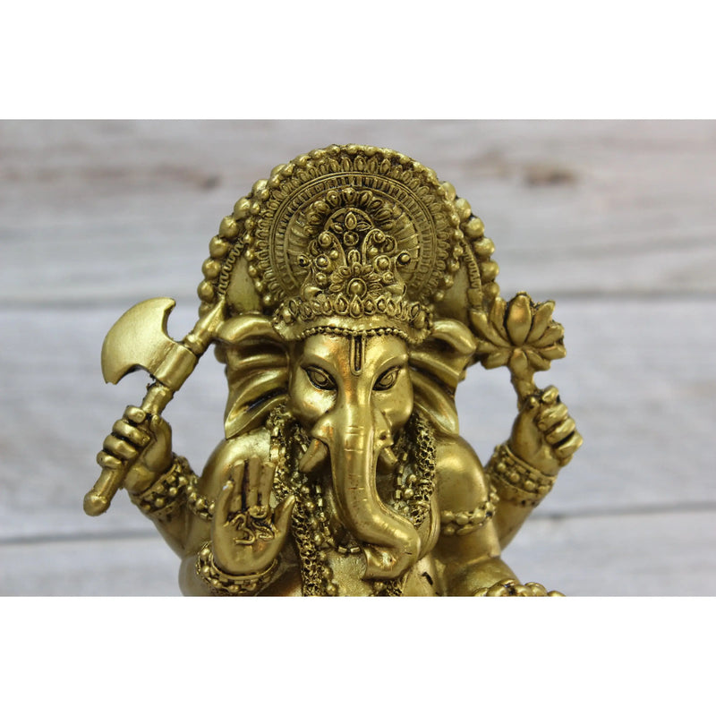 Ganesh, Ganesh God, Hindu Ganesh, Hindu Figurine, Meditating Figurine, Gold Ganesh Statue - Pink Horse Florida