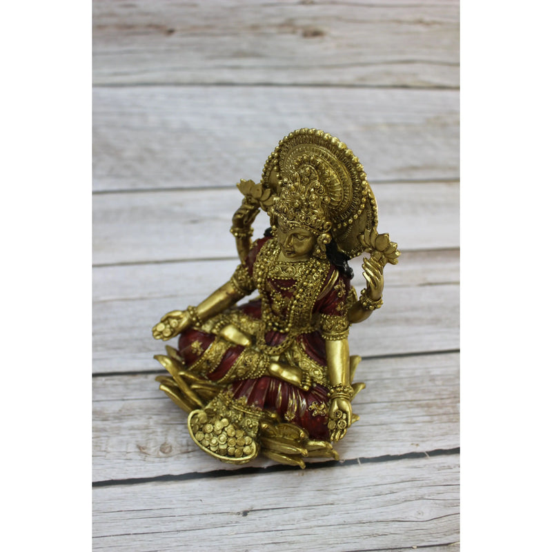 Lakshmi, Lakshmi Goddess, Hindu Goddess Lakshmi, Meditating Figurine, Gold Lakshmi Statue, Lakshmi - Pink Horse Florida