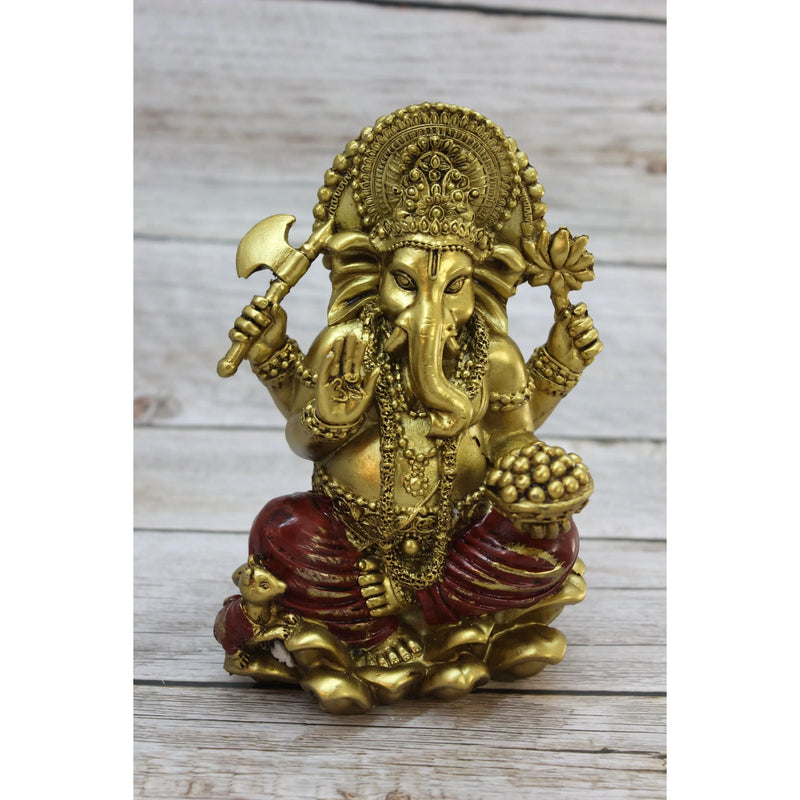 Ganesh, Ganesh God, Hindu Ganesh, Hindu Figurine, Meditating Figurine, Gold Ganesh Statue - Pink Horse Florida