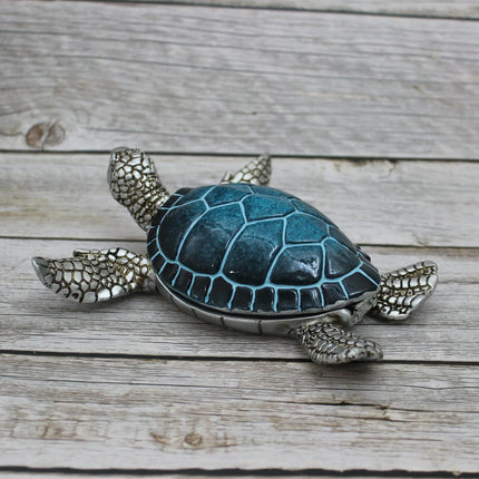 Sea Turtle Storage Box, Sea Turtle Storage Box, Sea Turtle Figurine, Sea Turtle Box, Sea Turtle Display, Blue Sea Turtle Figurine - Pink Horse Florida